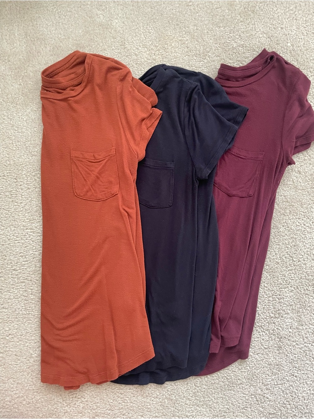 Aeropostale Seriously Soft Perfect Crew Short Sleeve Tees - Rust, Navy, Plum Set